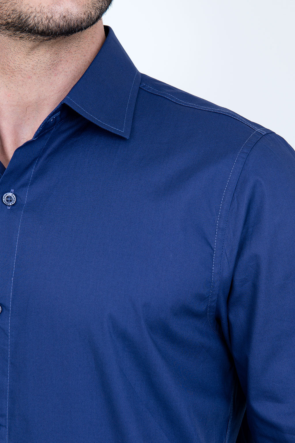 Camisa Masculina Algodão Manga Longa Marinho