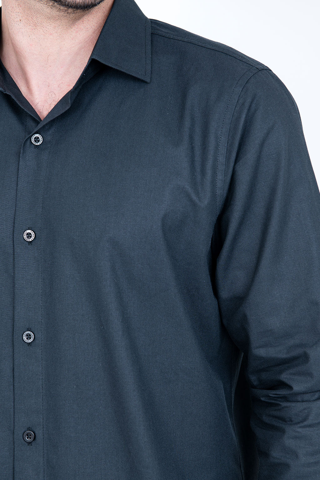 Camisa Masculina Algodão Manga Longa Preta