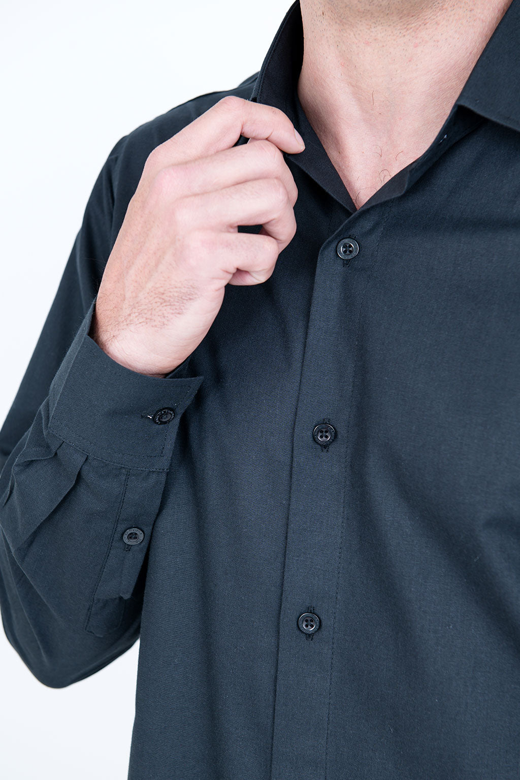 Camisa Masculina Algodão Manga Longa Preta