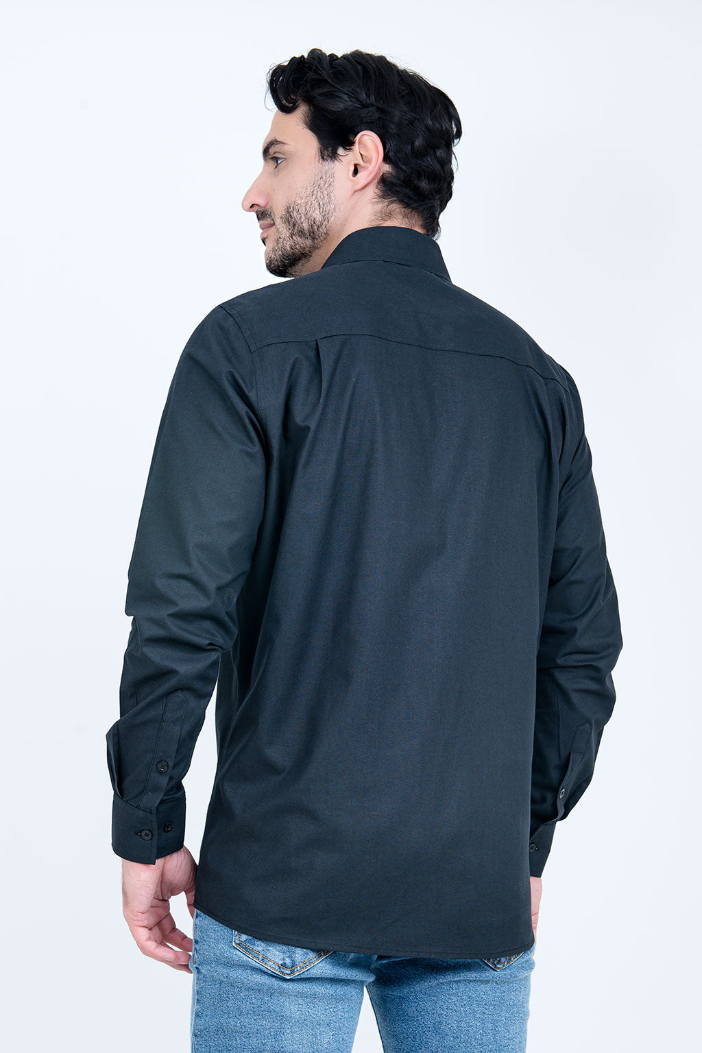 Camisa Masculina Algodão Manga Longa Preta