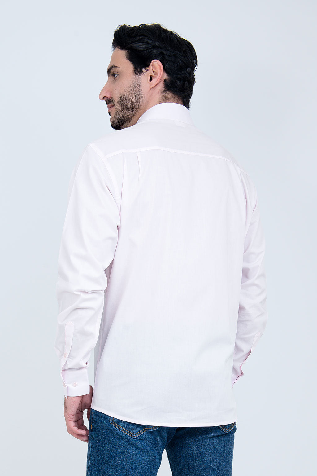 Camisa Masculina Algodão Manga Longa Rosa