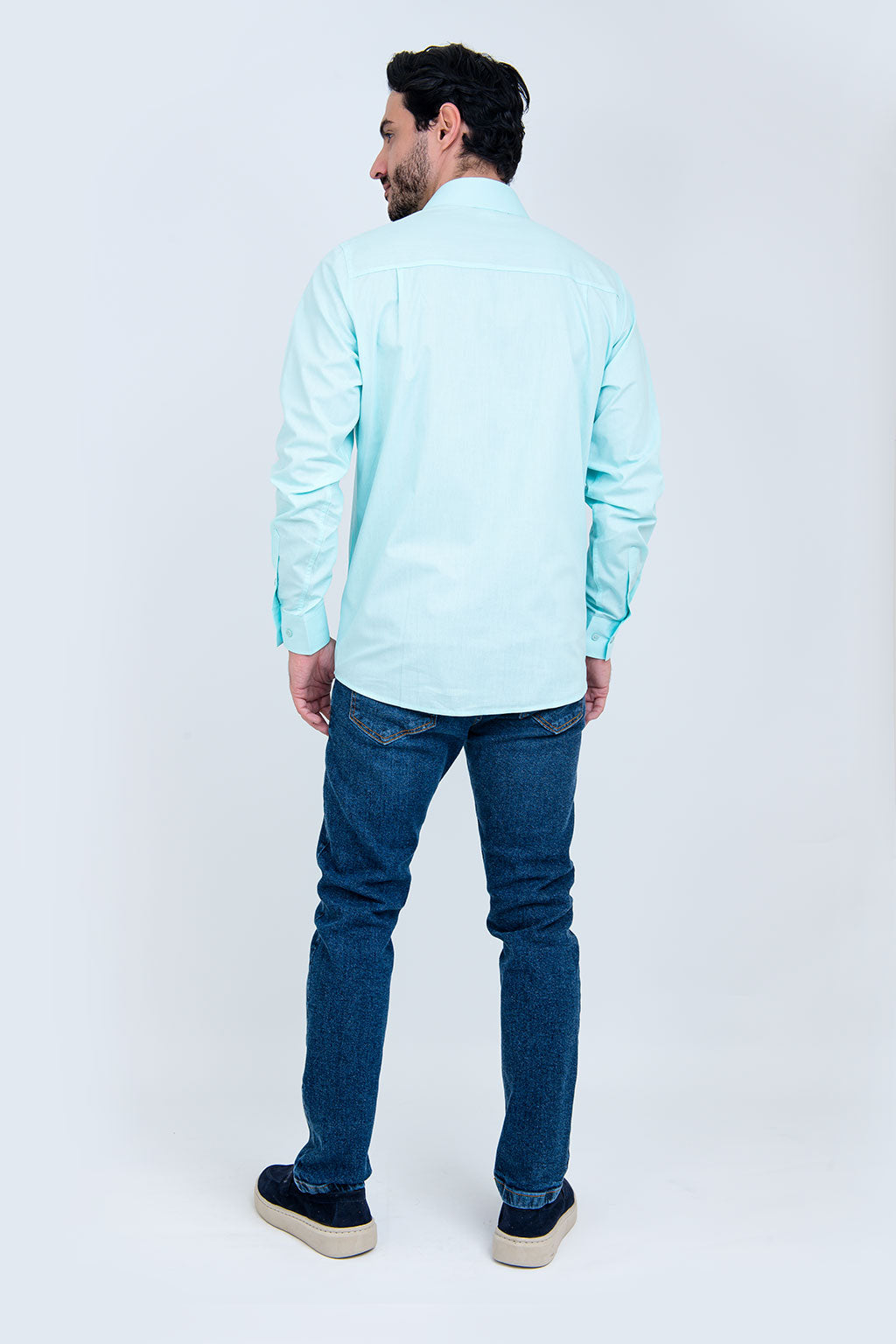 Camisa Masculina Algodão Manga Longa Verde Claro
