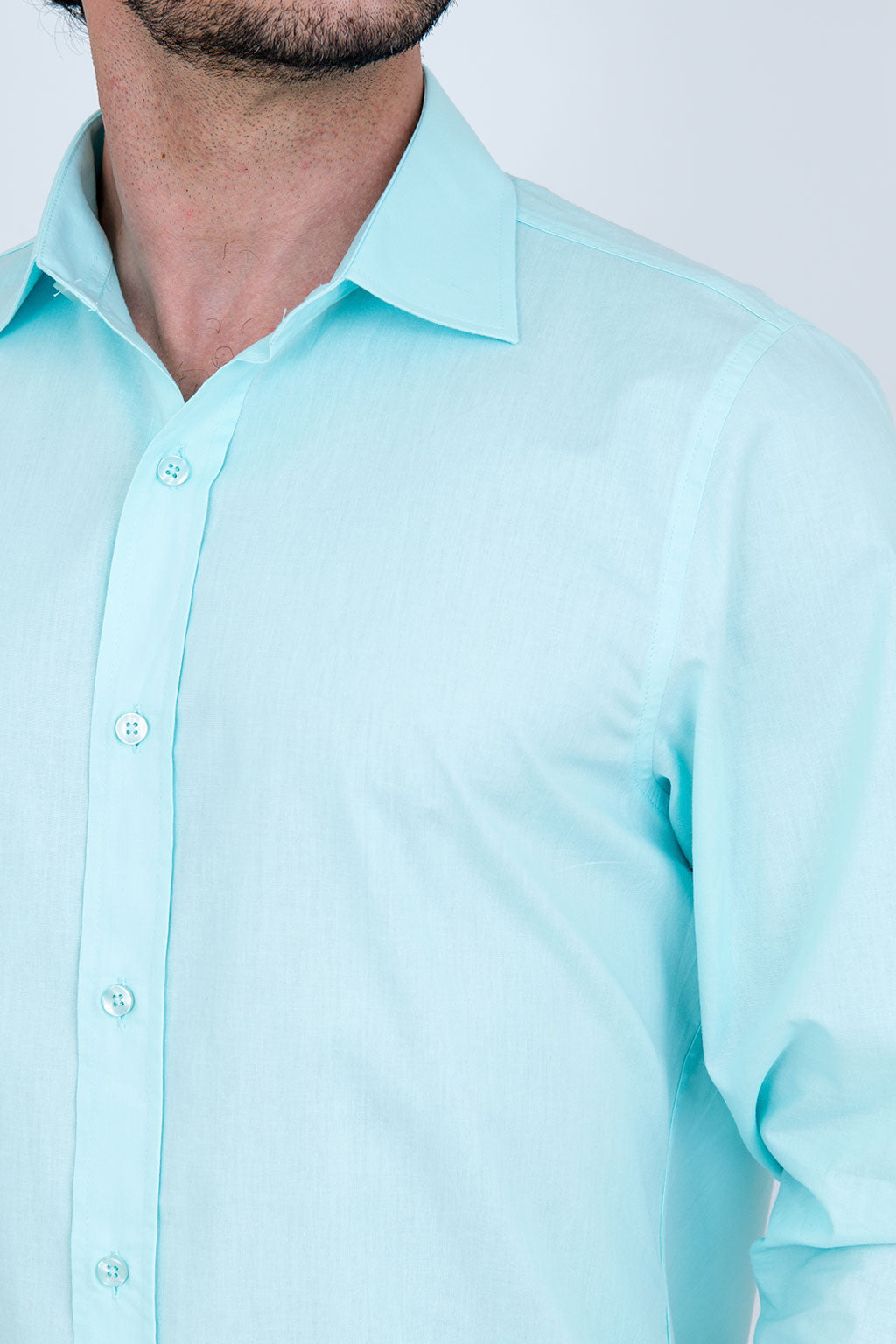 Camisa Masculina Algodão Manga Longa Verde Claro
