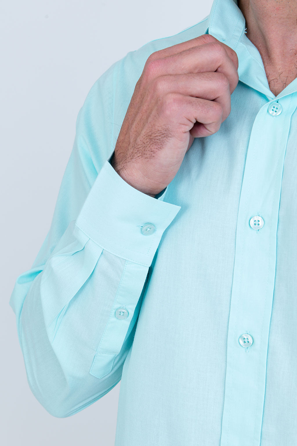 Camisa Masculina Algodão Manga Longa Verde Claro