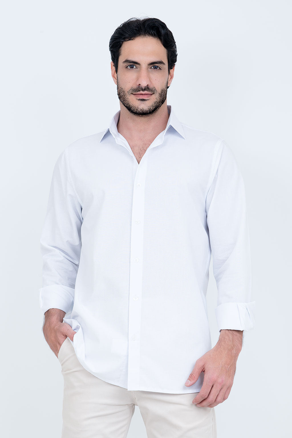 Camisa Linho Misto Manga Longa Branca