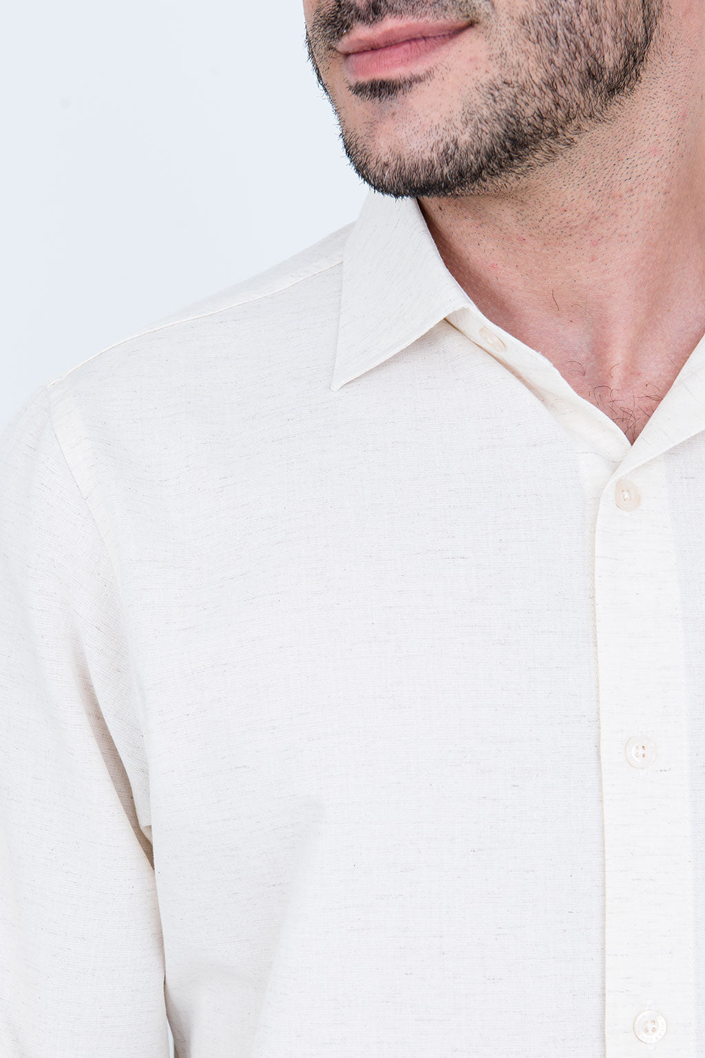 Camisa Linho Misto Manga Longa Palha
