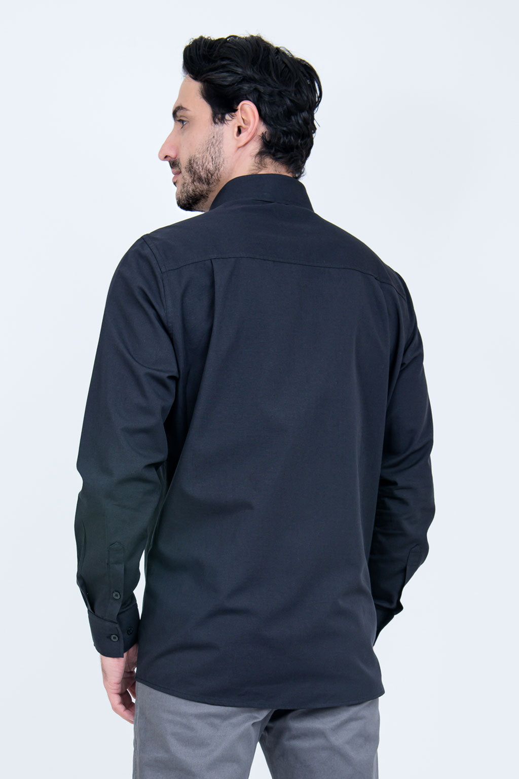 Camisa Linho Misto Manga Longa Preta