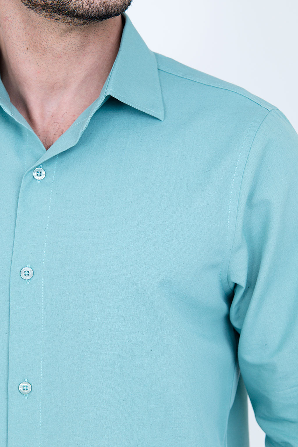 Camisa Linho Misto Manga Longa Verde