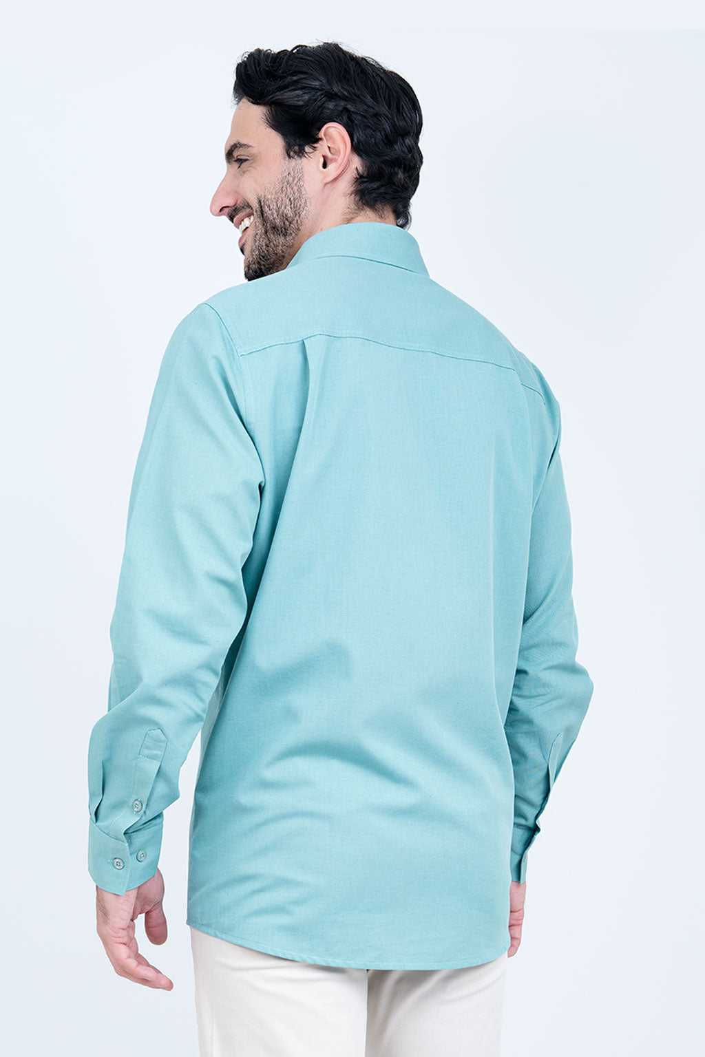Camisa Linho Misto Manga Longa Verde