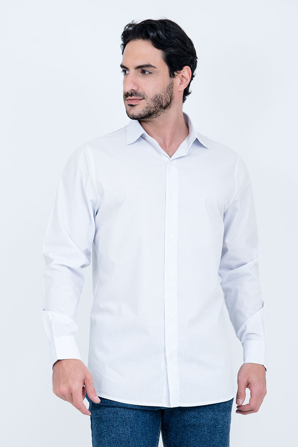 Camisa Masculina Algodão Manga Longa Branca