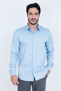 Camisa Poliamida e Algodão Azul Claro