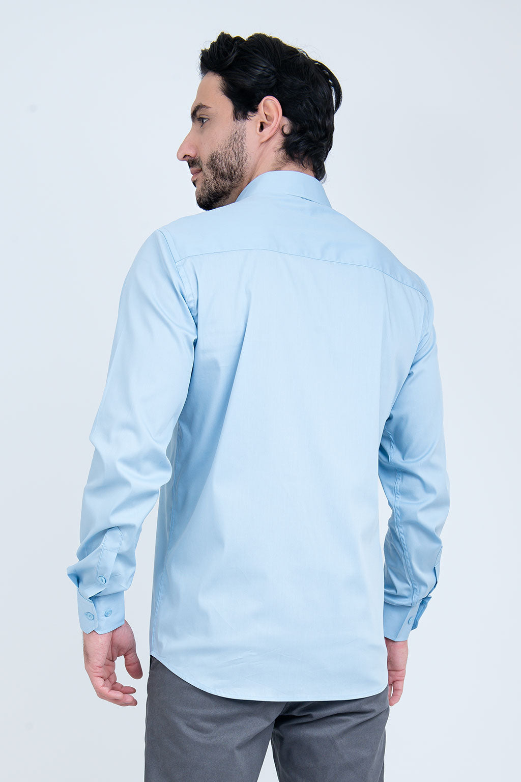 Camisa Poliamida e Algodão Azul Claro