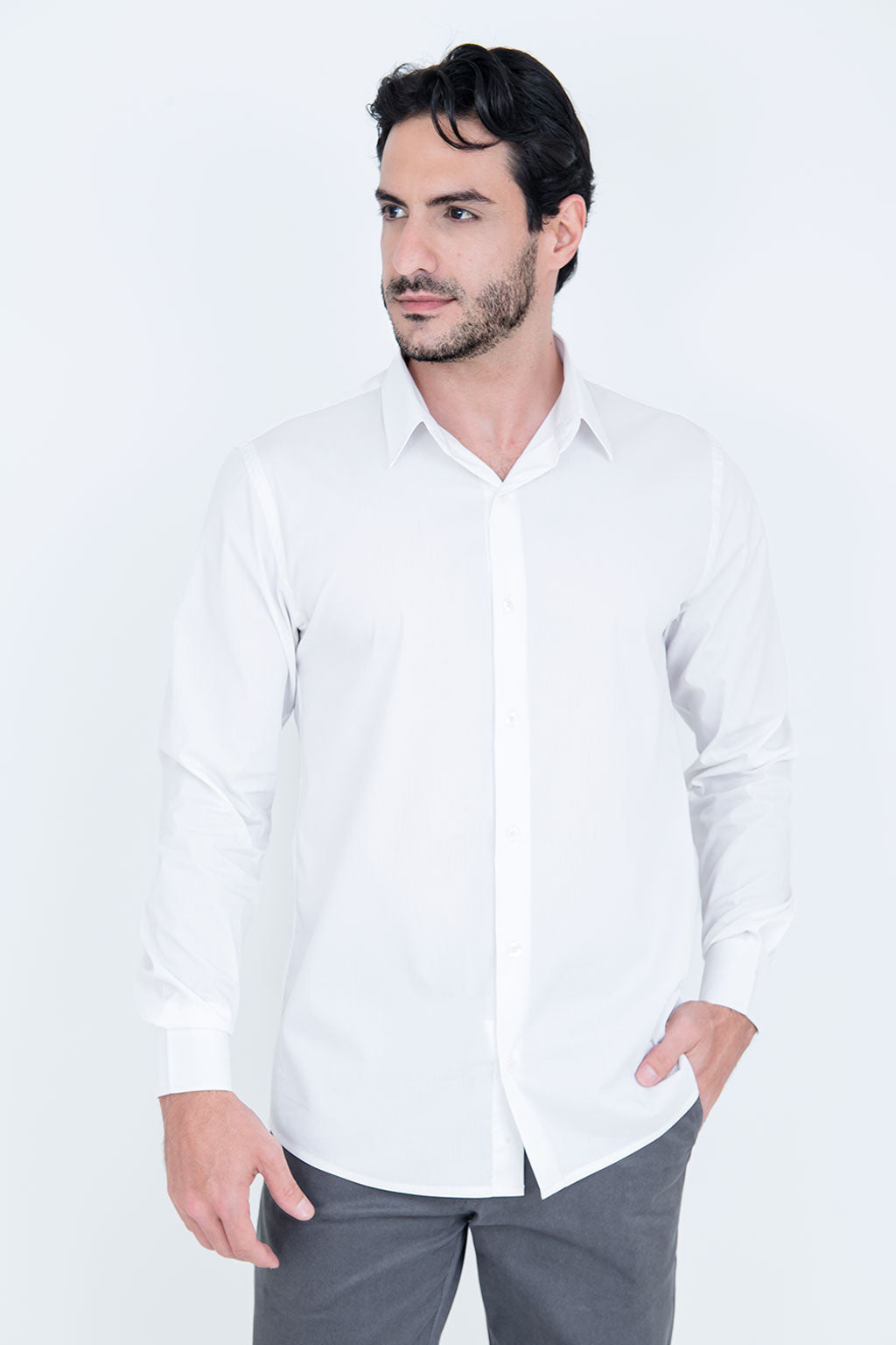 Camisa Poliamida e Algodão Branca