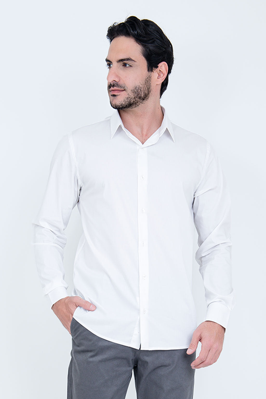 Camisa Poliamida e Algodão Branca