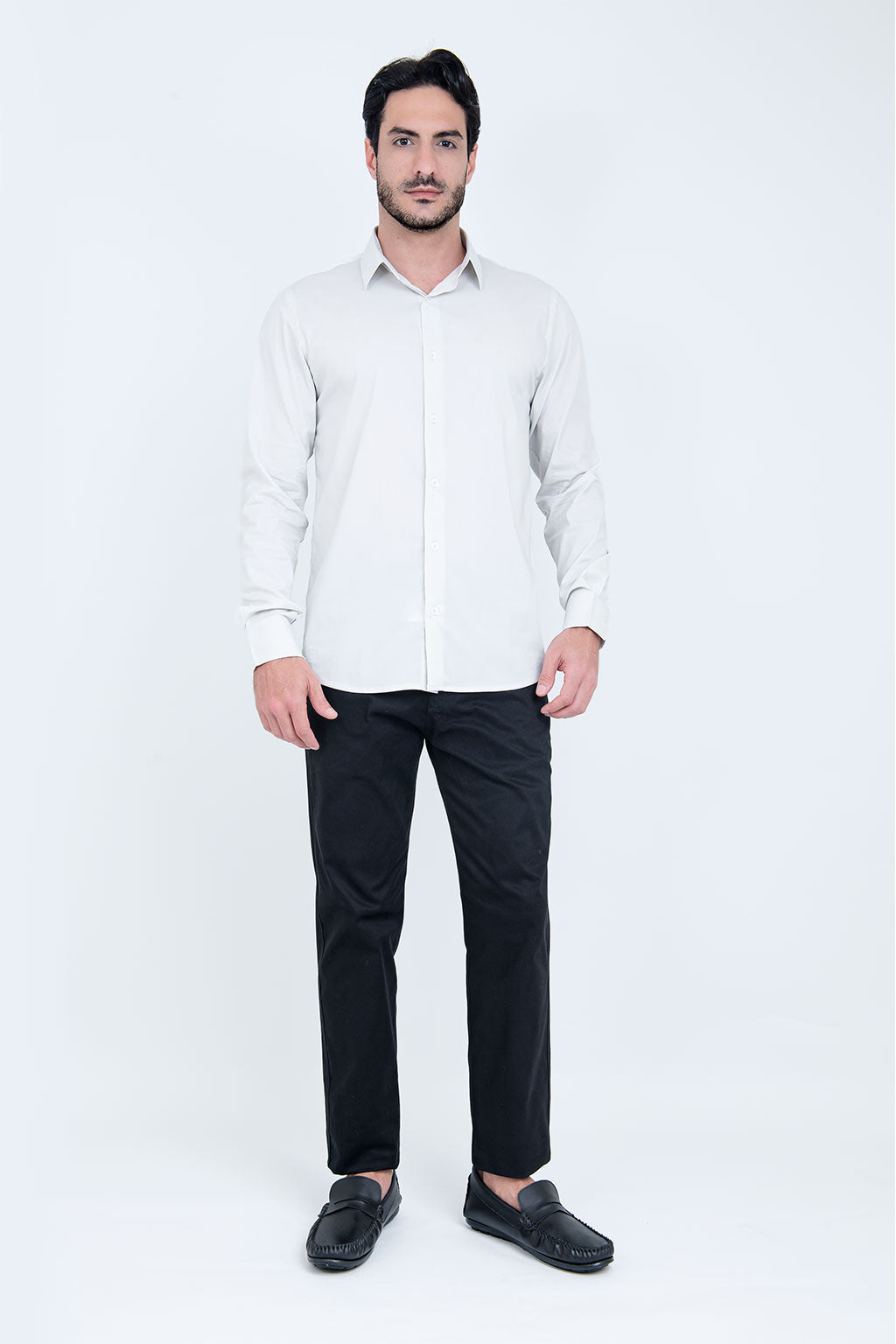 Camisa Poliamida e Algodão Cinza Claro