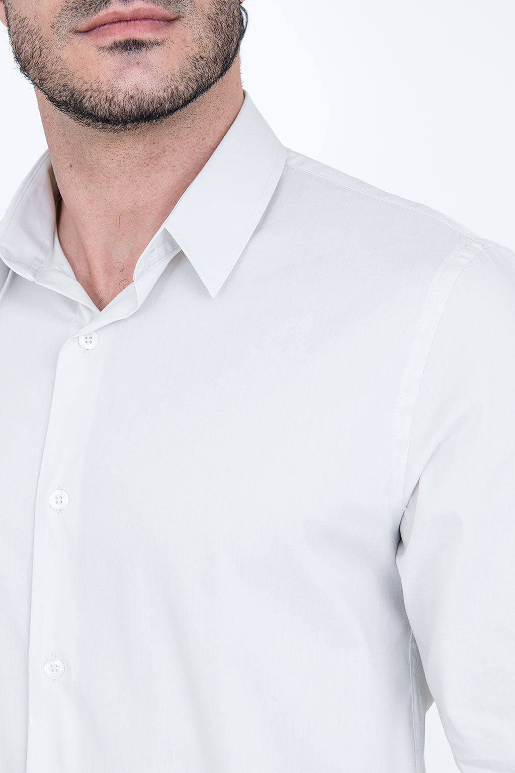 Camisa Poliamida e Algodão Cinza Claro