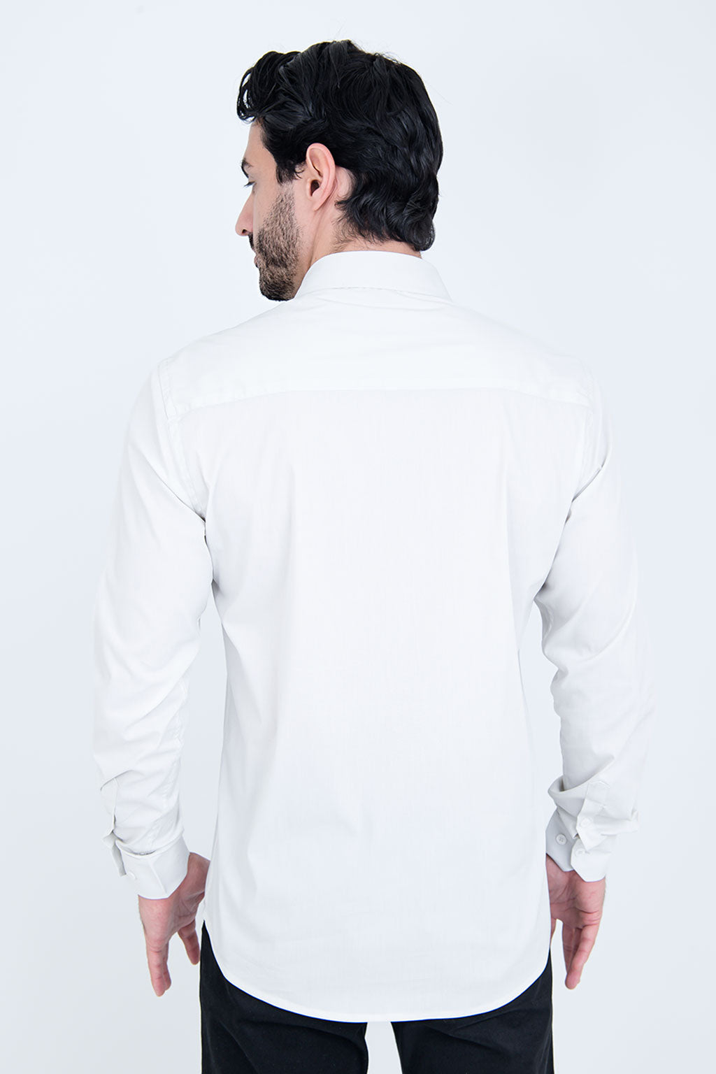 Camisa Poliamida e Algodão Cinza Claro