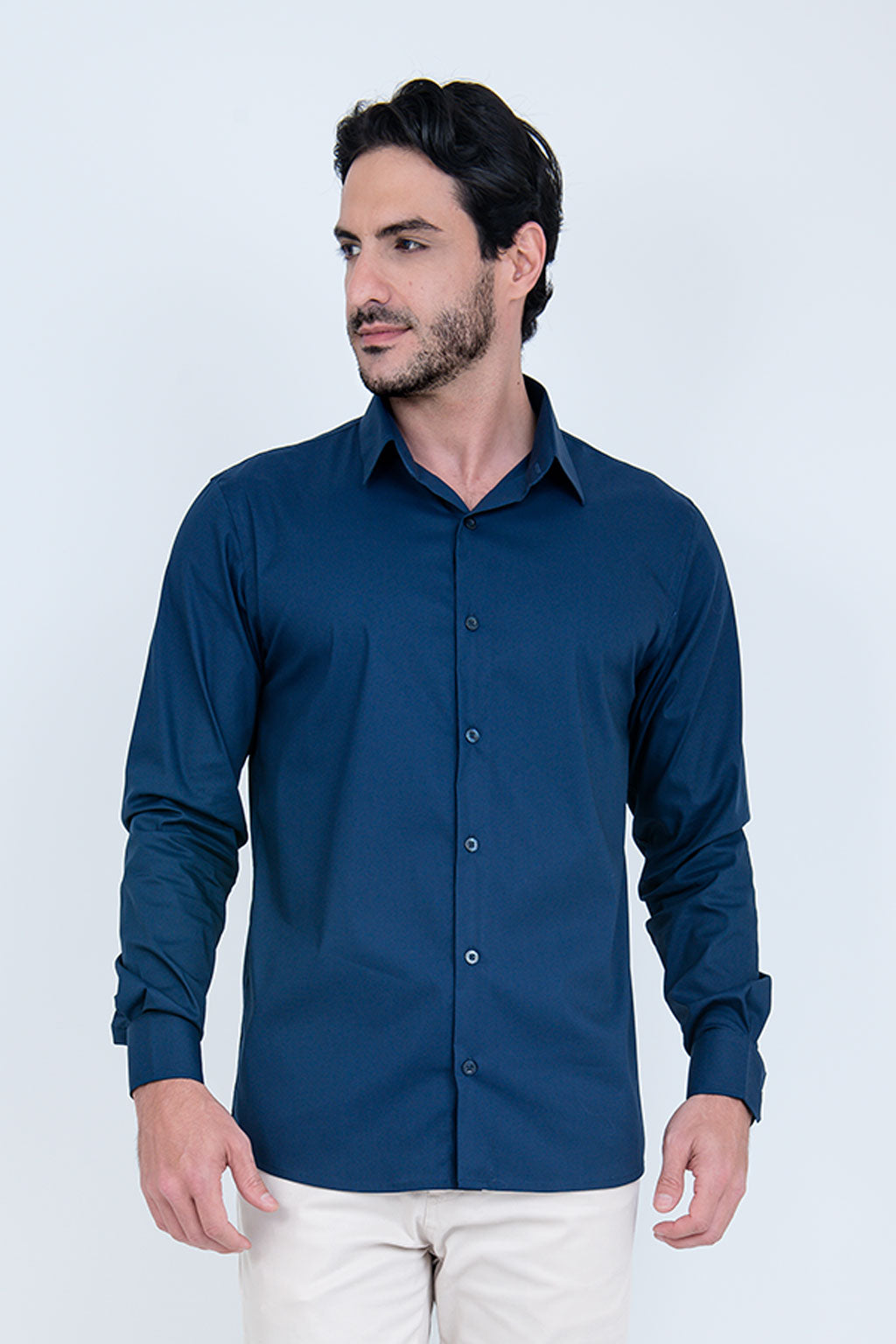 Camisa Poliamida e Algodão Marinho