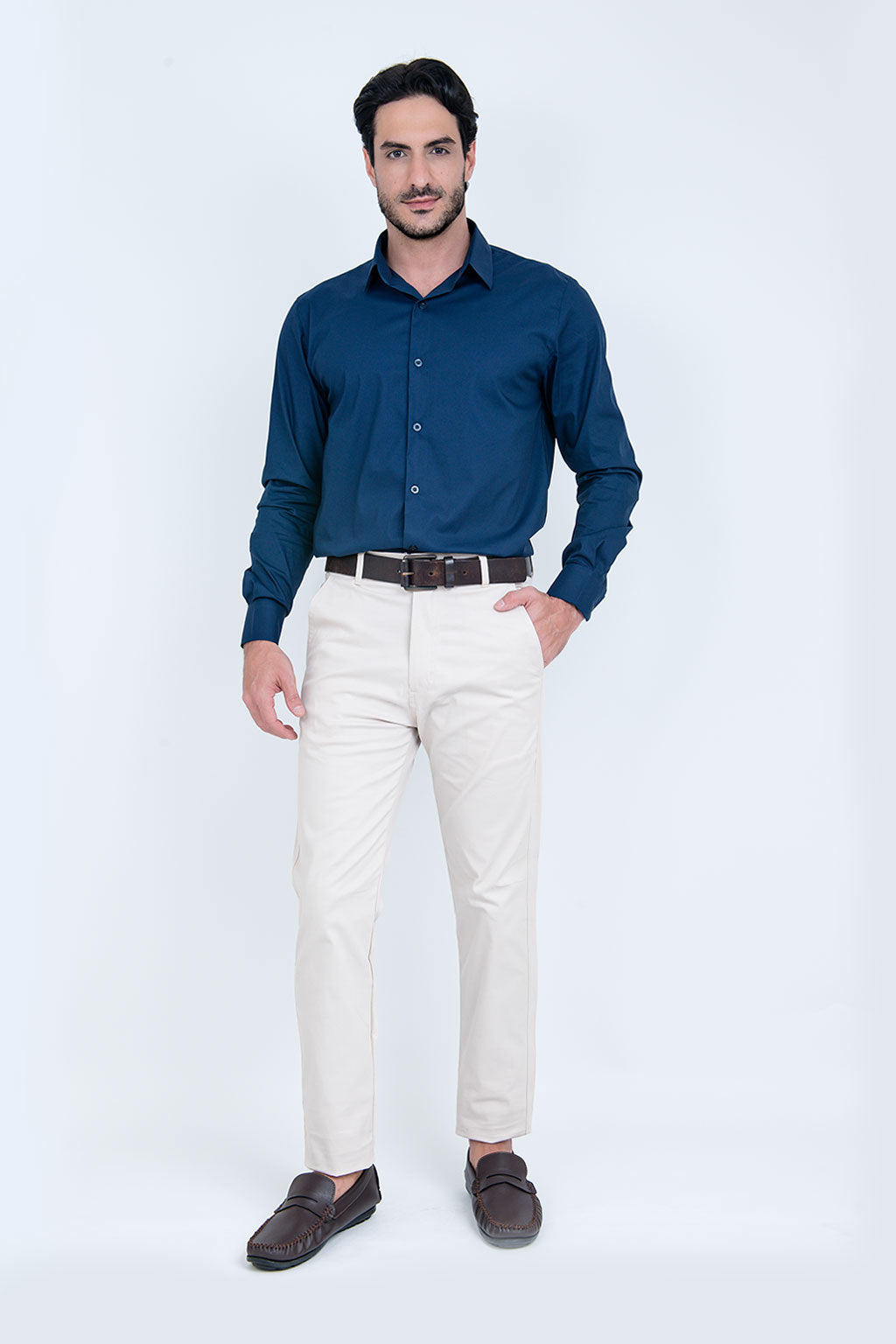 Camisa Poliamida e Algodão Marinho