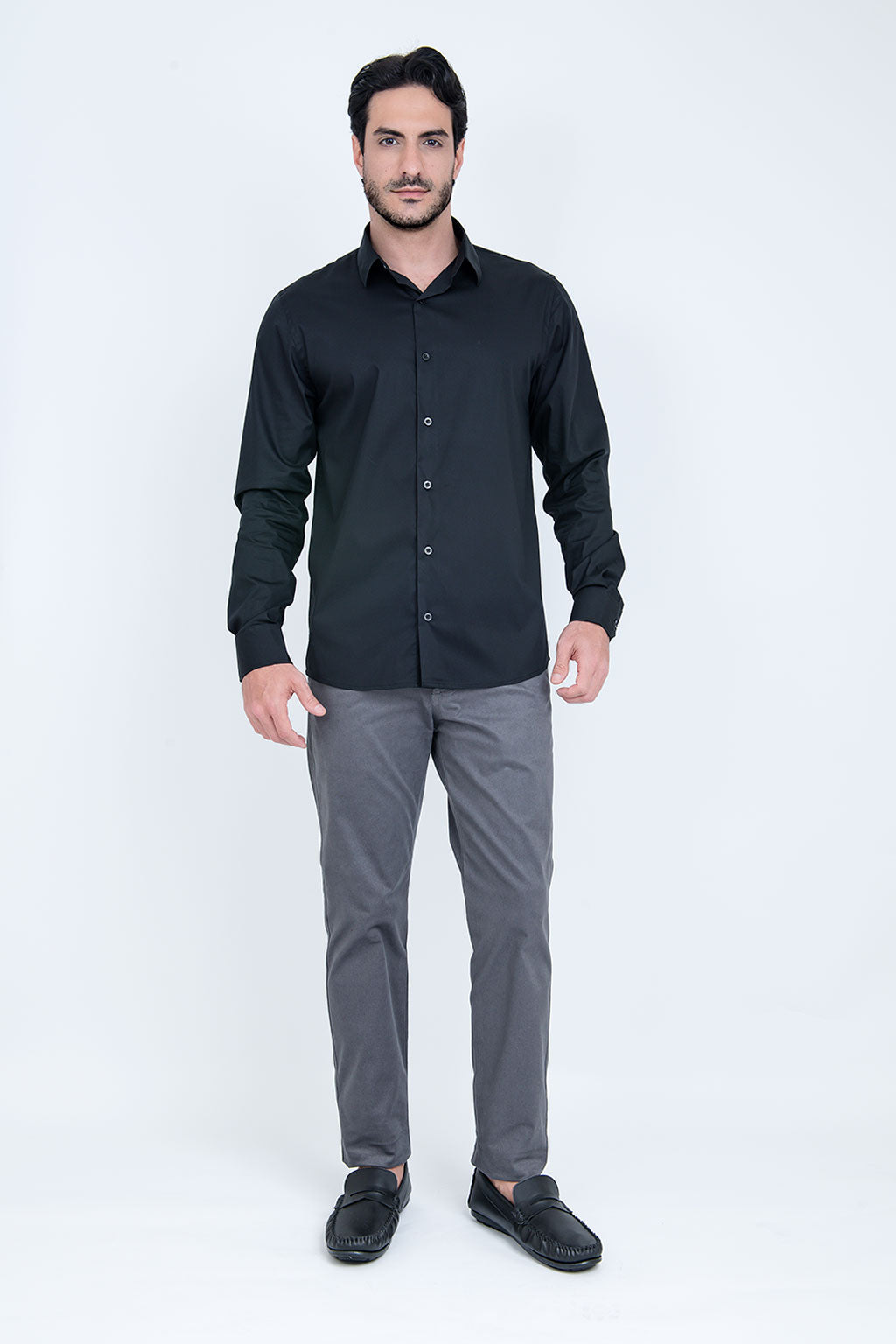 Camisa Poliamida e Algodão Preta