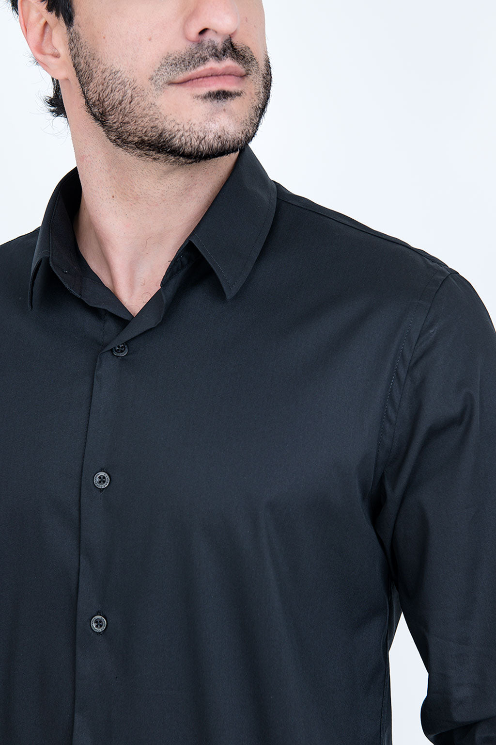 Camisa Poliamida e Algodão Preta