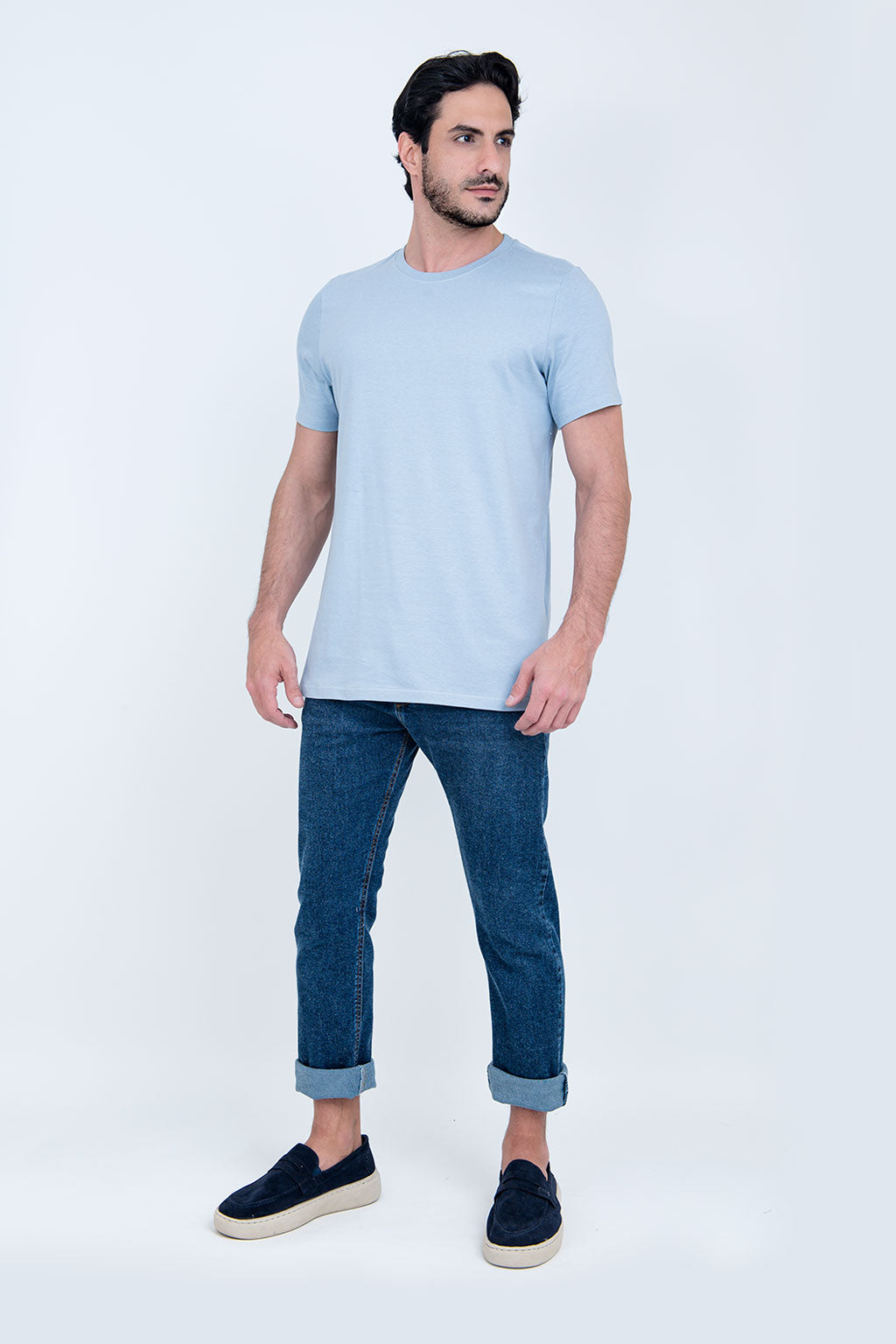 Camiseta Básica 100% Algodão Prime Azul Claro