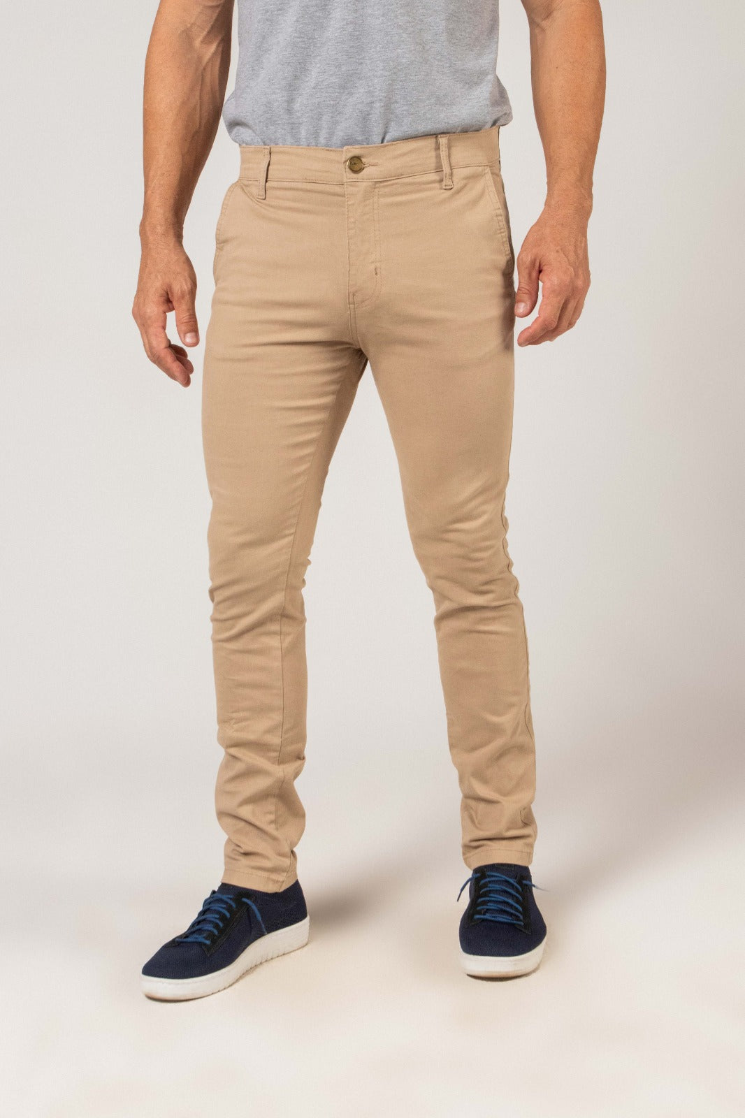 Calça Sarja Color Masculina Areia em Brim com Elastano