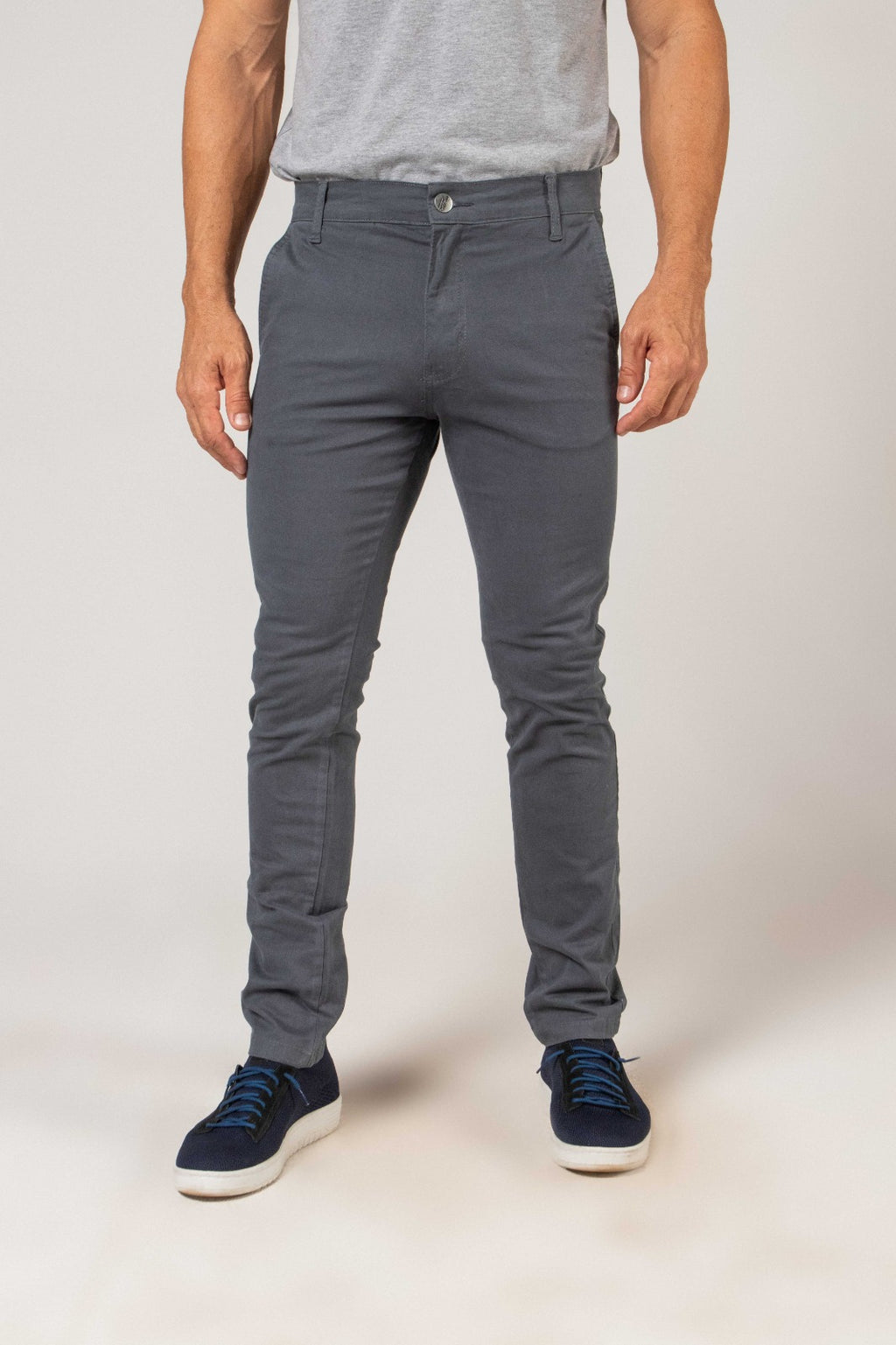 Calça Sarja Color Masculina Chumbo em Brim com Elastano