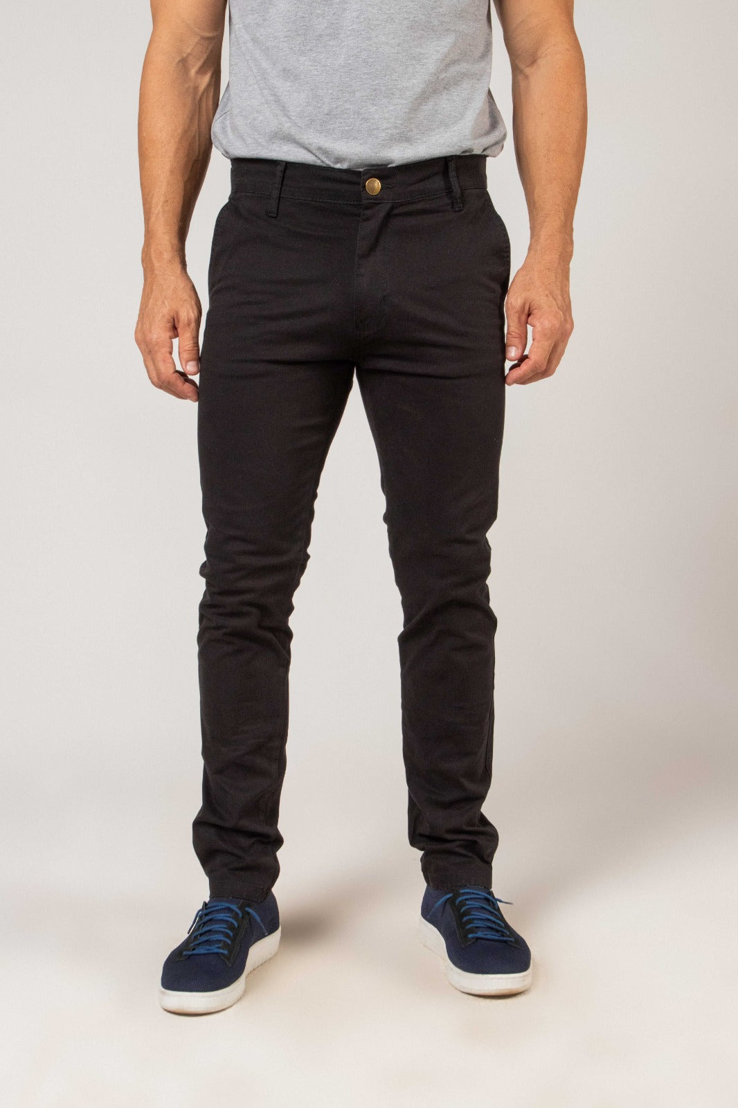 Calça Sarja Color Masculina Preta em Brim com Elastano