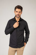 Camisa Linho Misto Manga Longa Preta