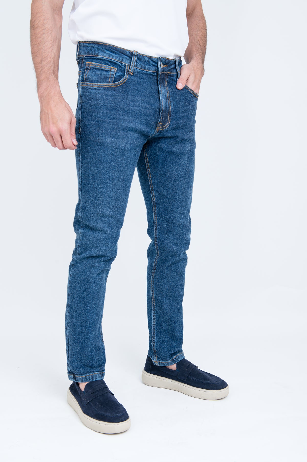 Calça Jeans Slim Masculina Stone Escuro Dark Stretch