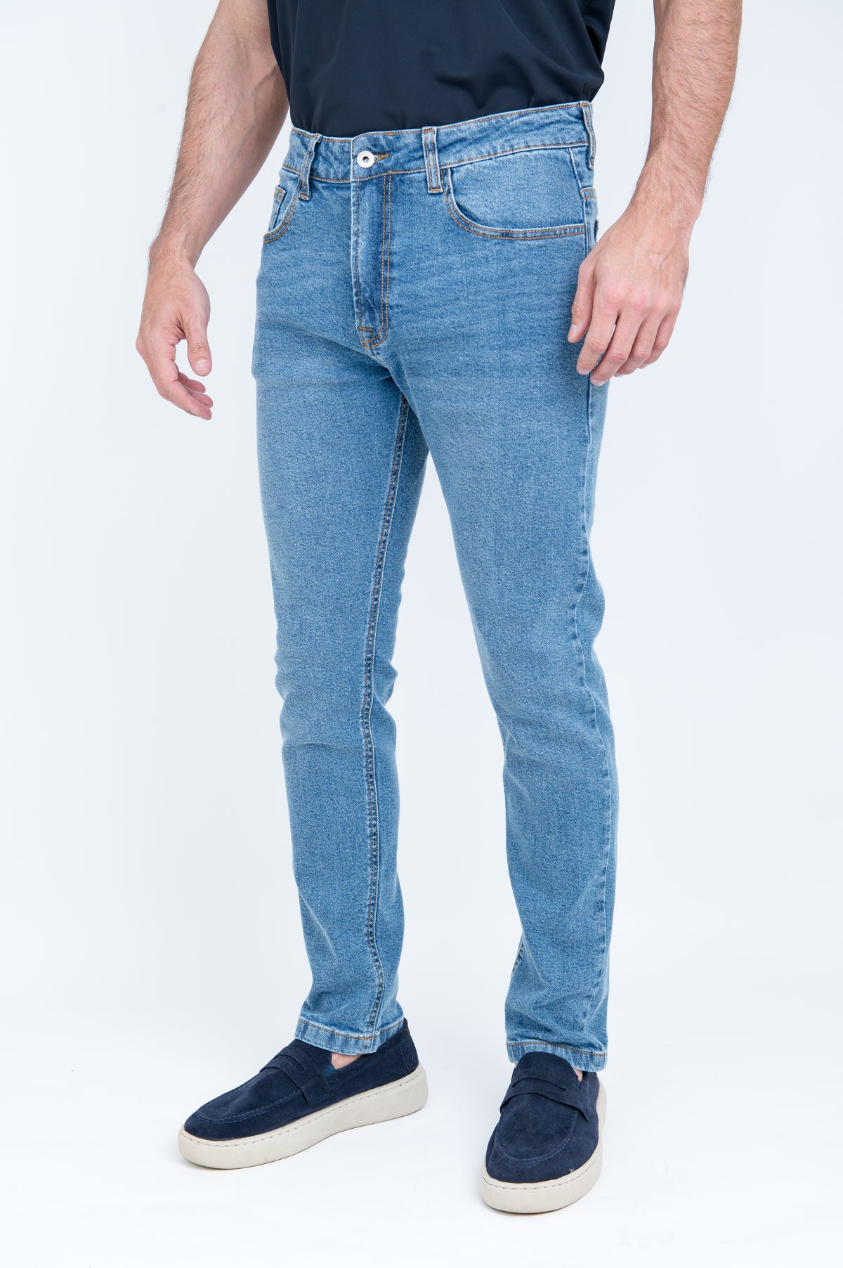 Calça Jeans Slim Masculina Stone Médio Dark Stretch