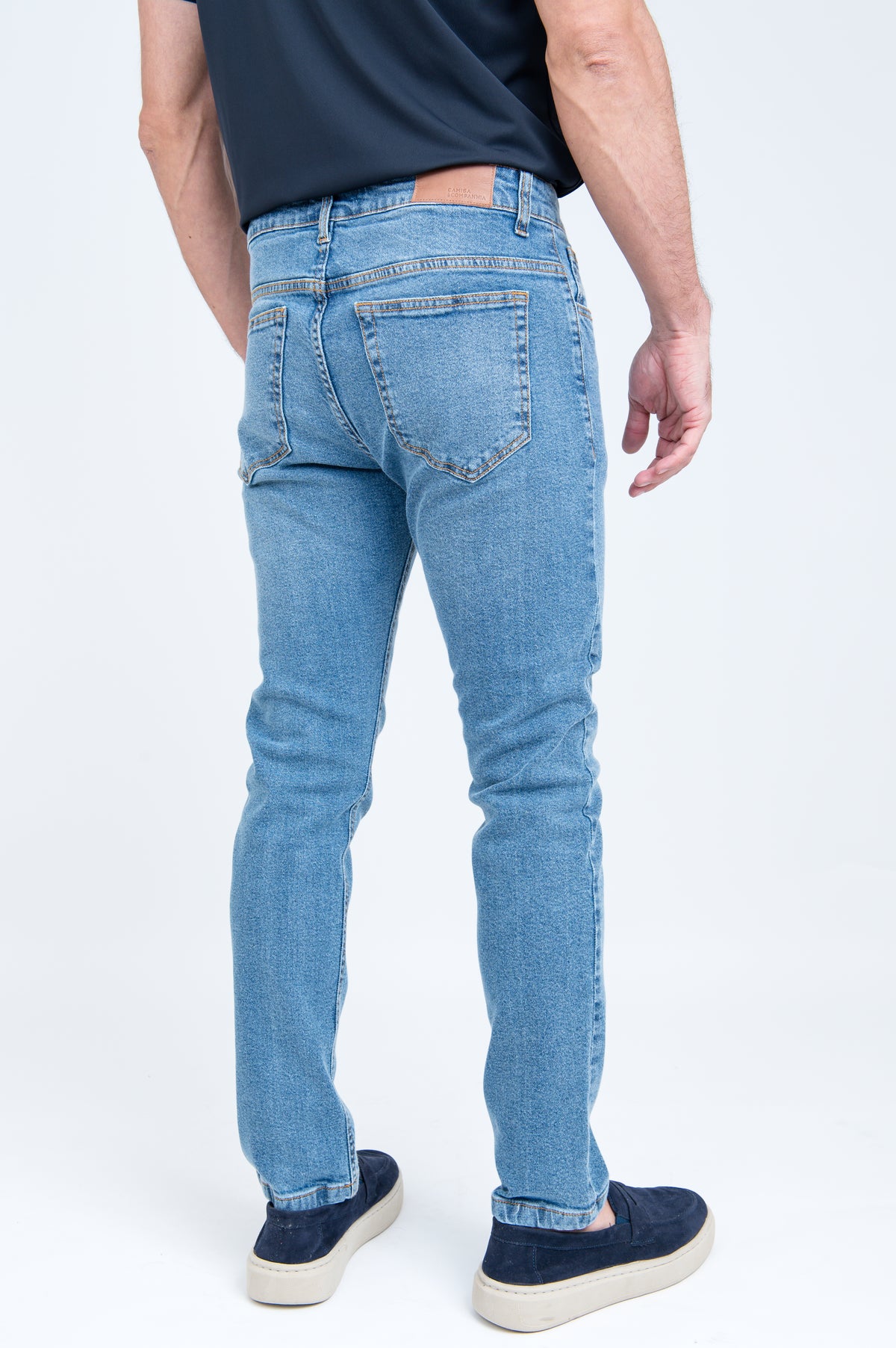 Calça Jeans Slim Masculina Stone Médio Dark Stretch