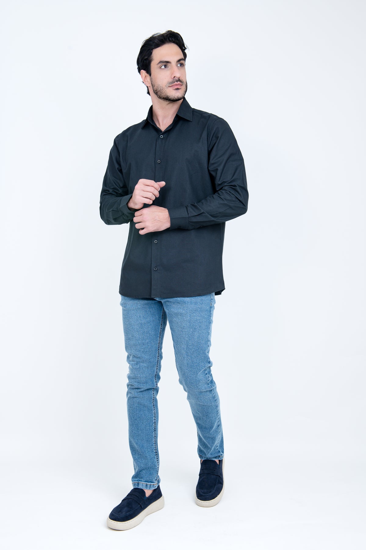 Calça Jeans Slim Masculina Stone Médio Dark Stretch