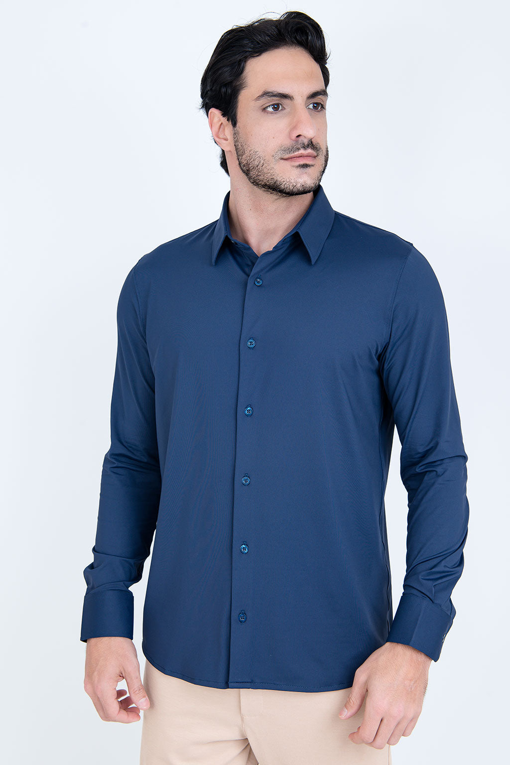 Camisa Tech Slim de Poliamida Marinho