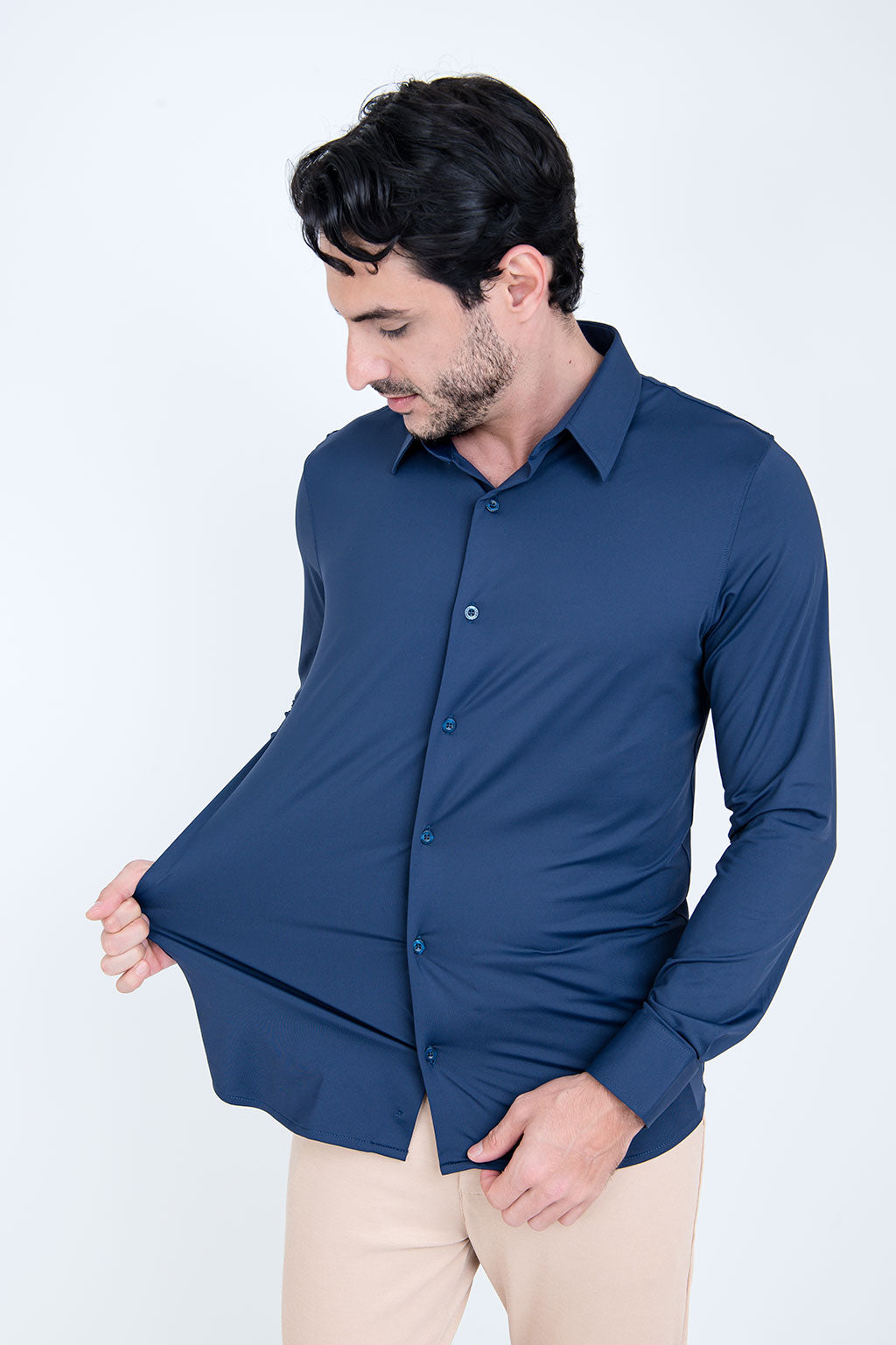 Camisa Tech Slim de Poliamida Marinho