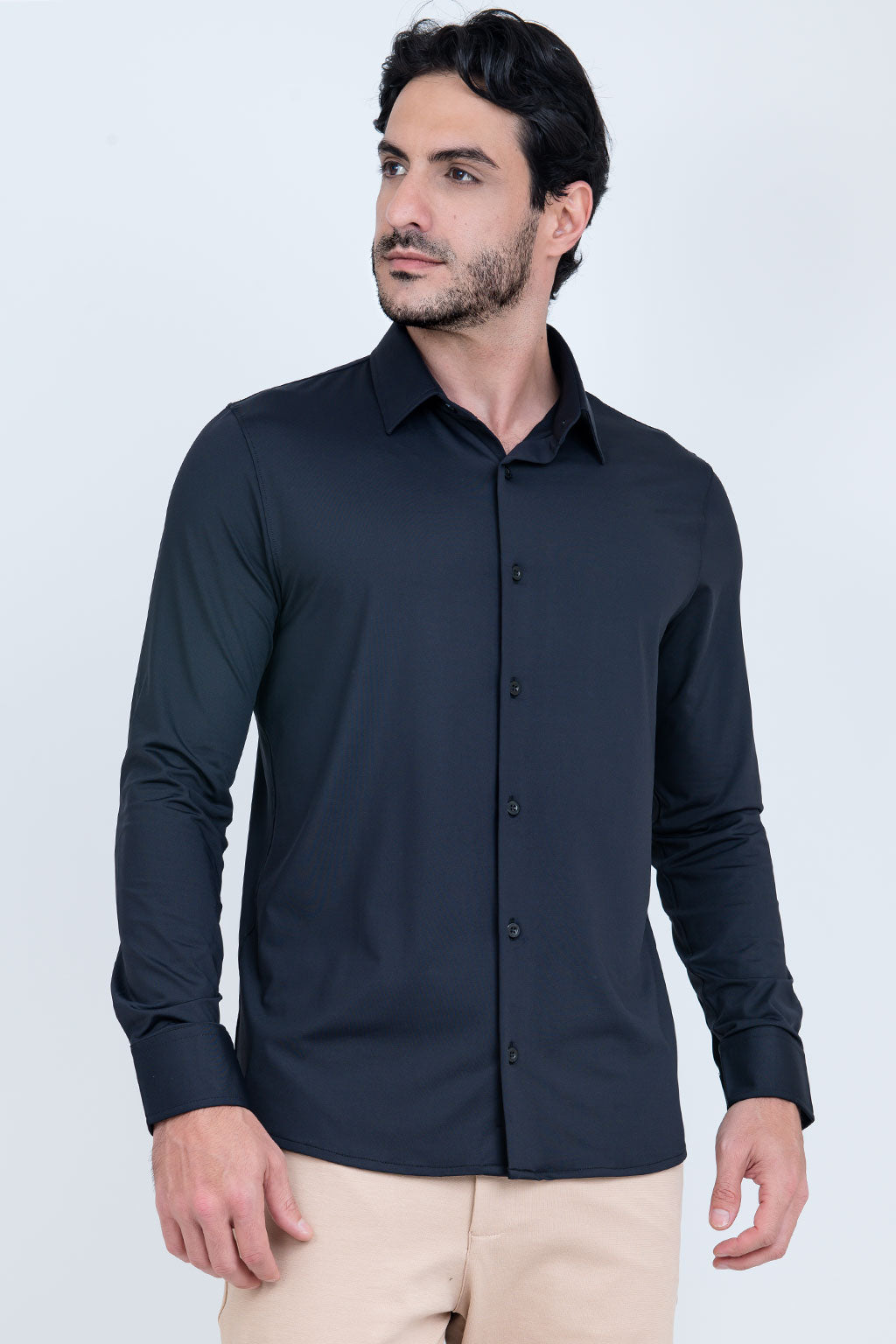 Camisa Tech Slim de Poliamida Preta