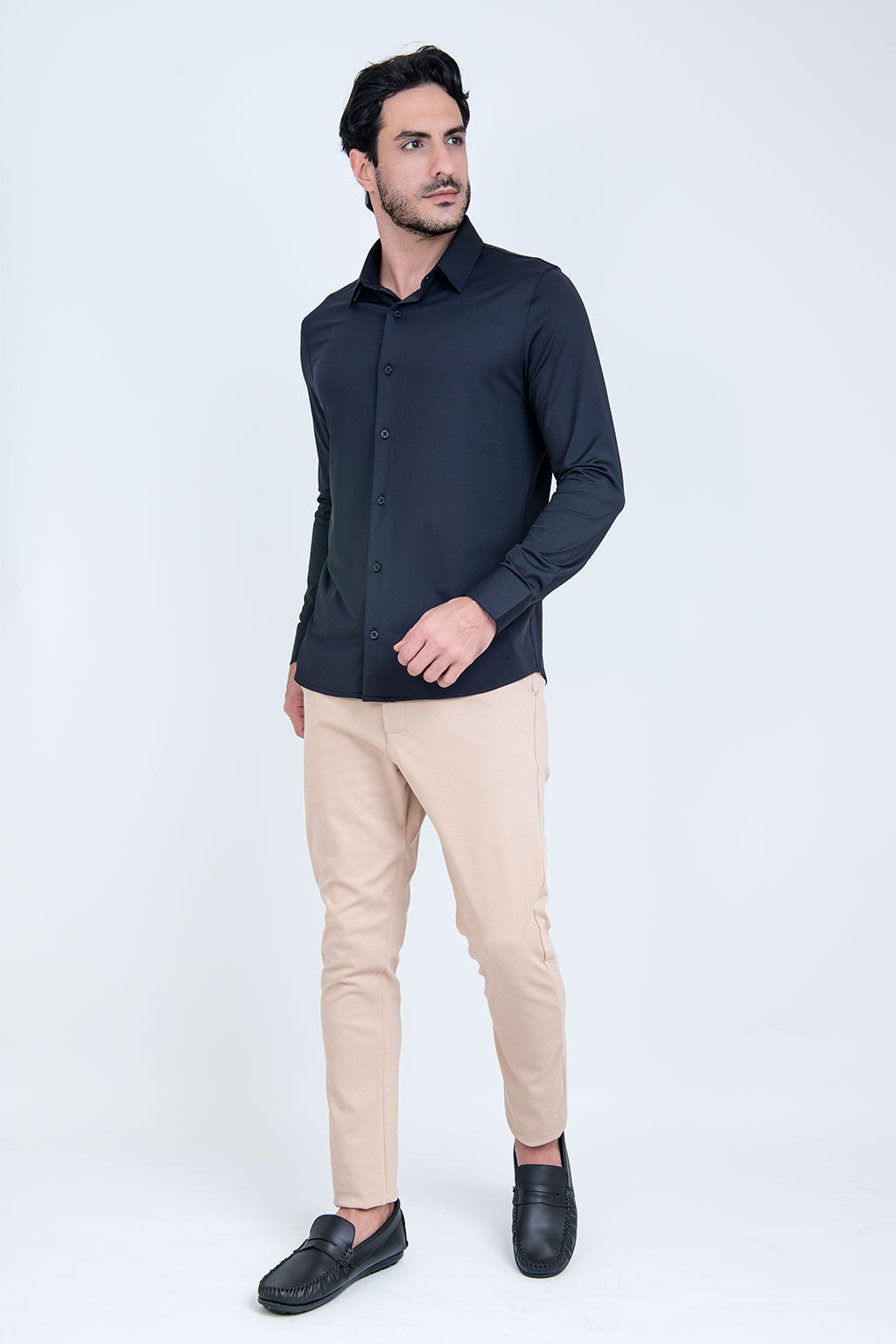 Camisa Tech Slim de Poliamida Preta