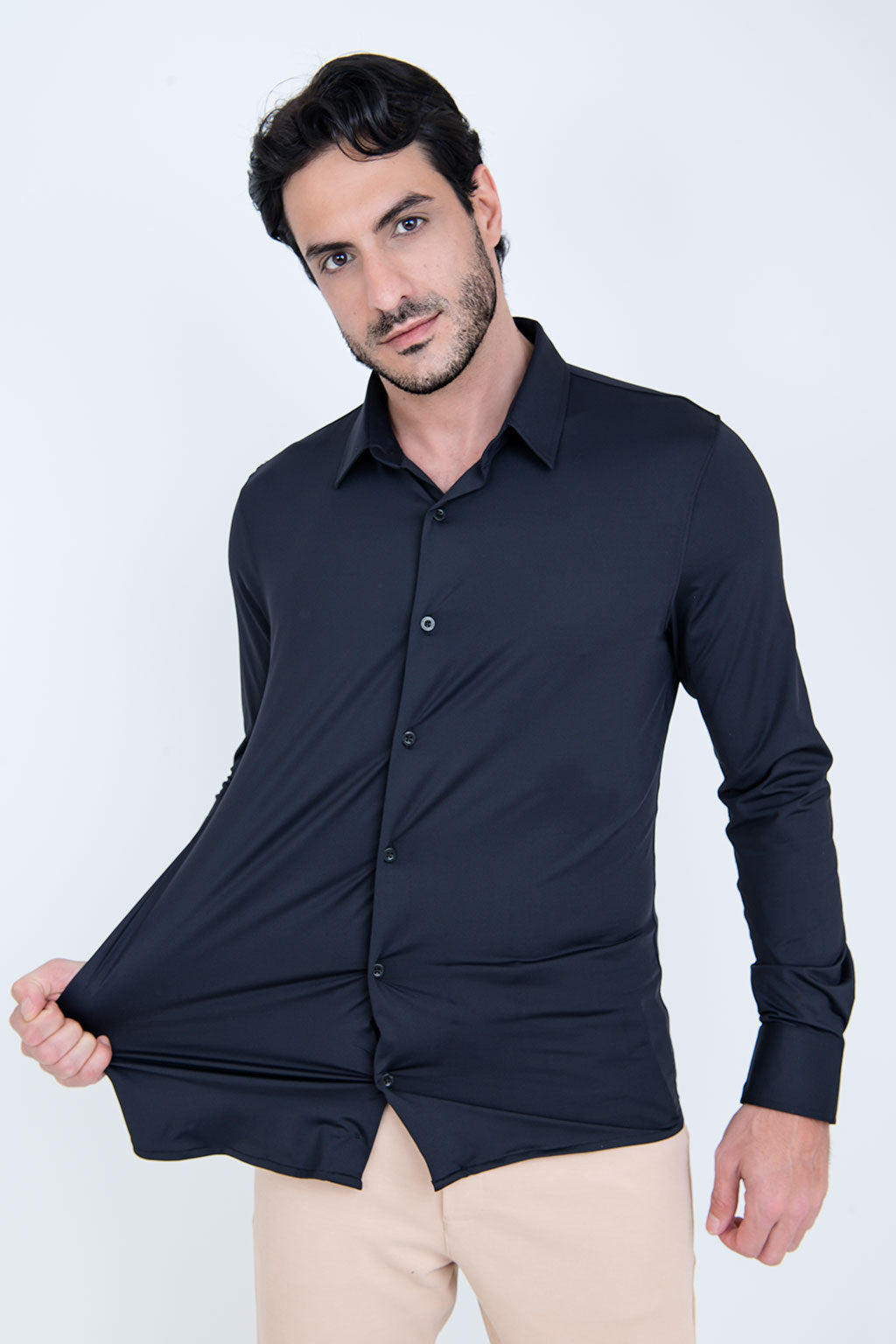 Camisa Tech Slim de Poliamida Preta