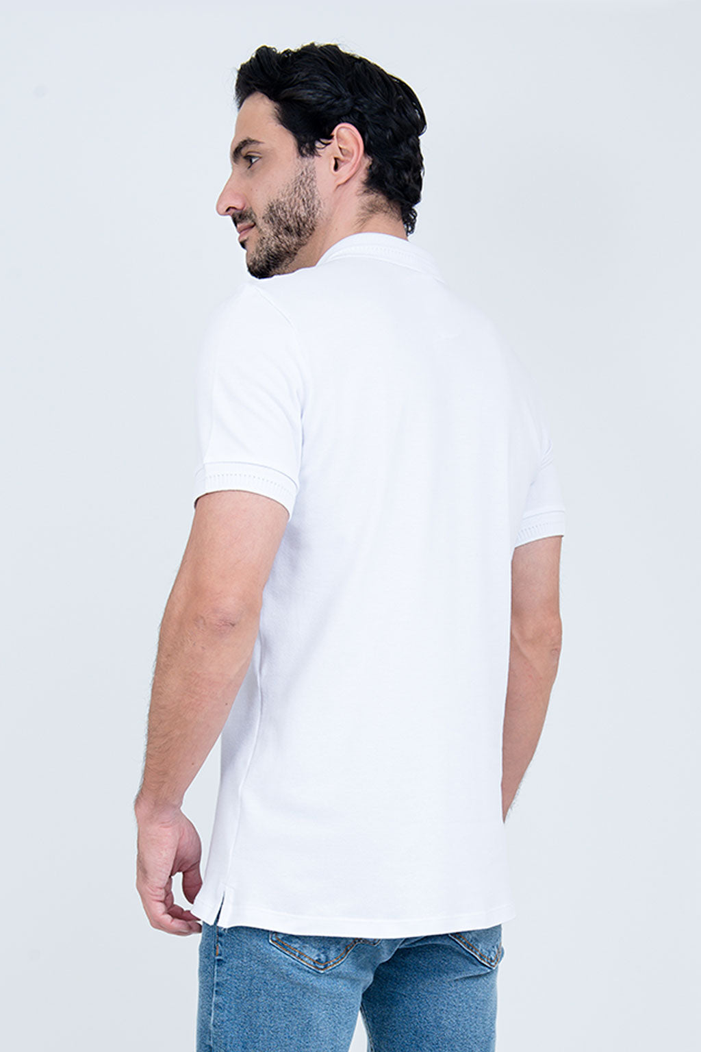 Polo Piquet Algodão com Elastano Branca