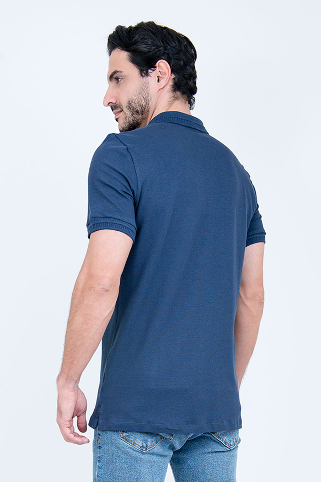 Polo Piquet Algodão com Elastano Marinho