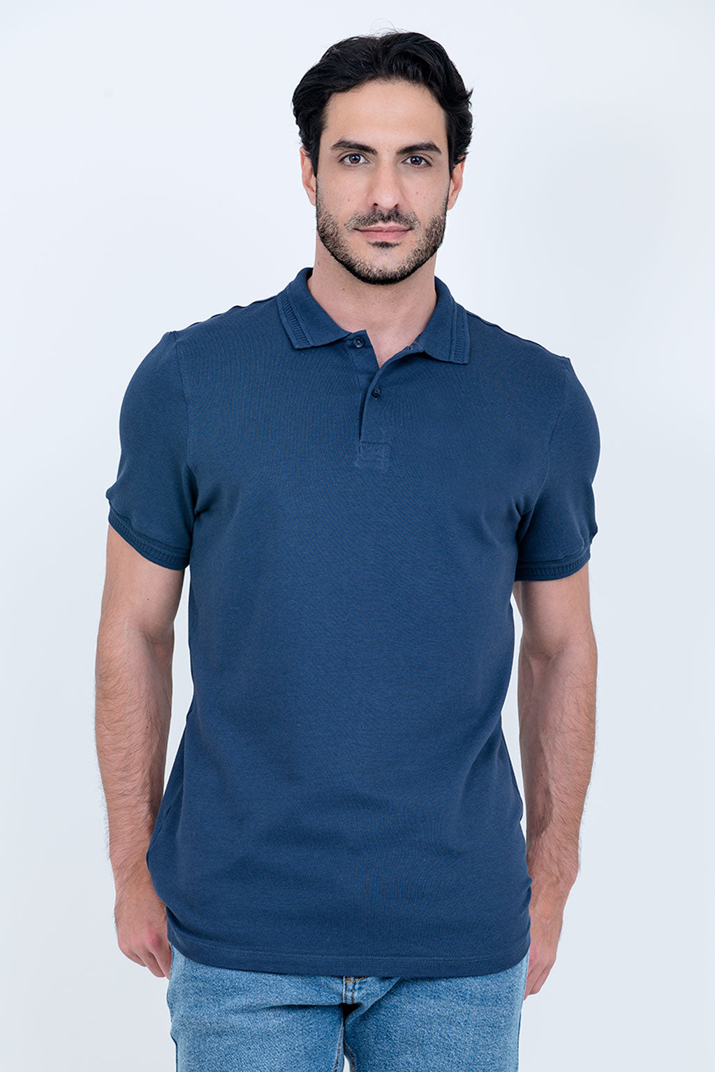 Polo Piquet Algodão com Elastano Marinho