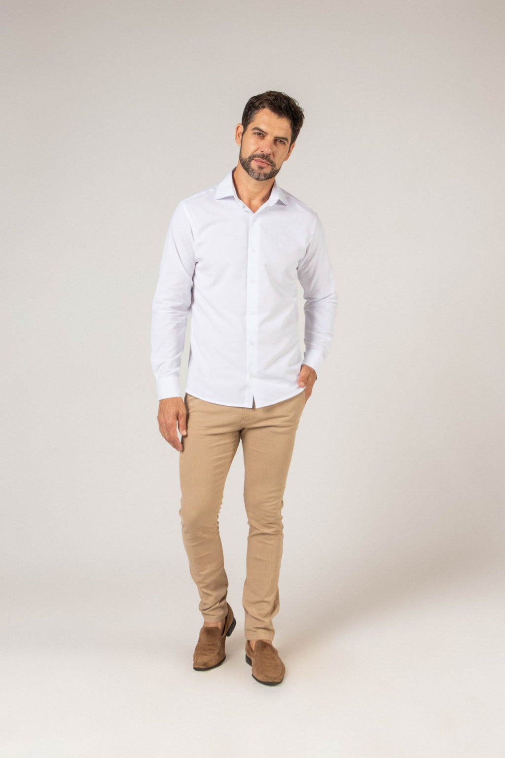 Camisa Linho Misto Manga Longa Branca