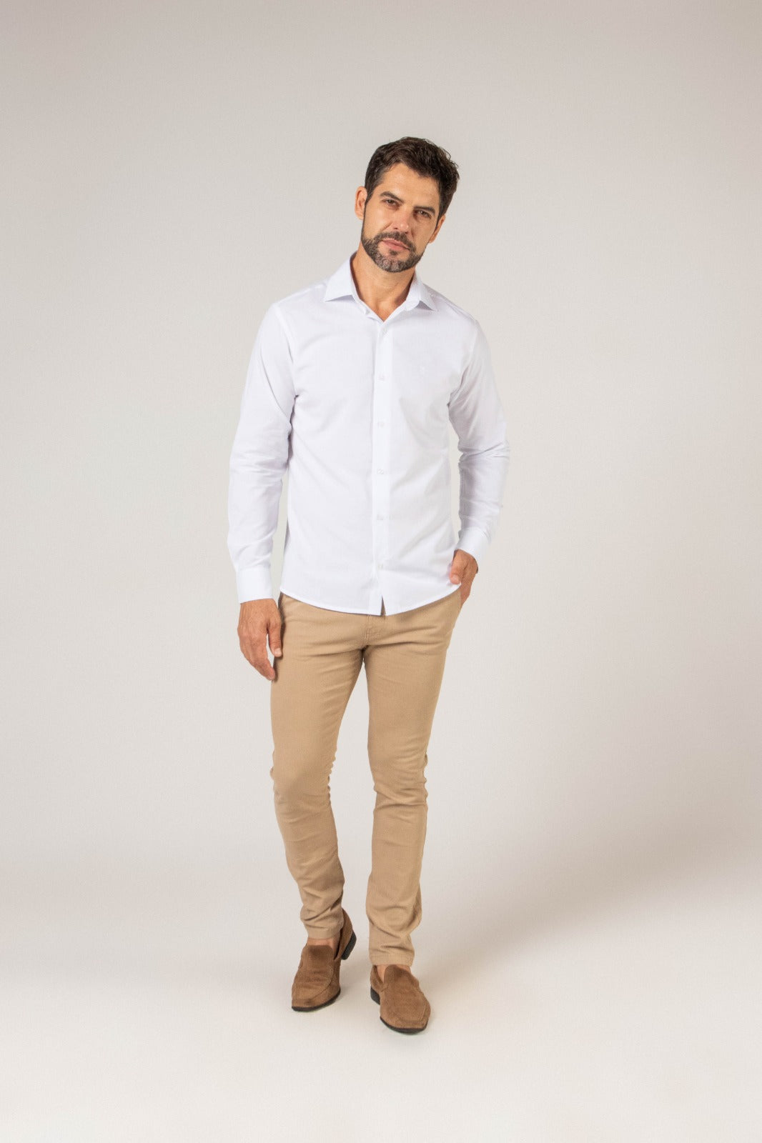 Camisa Linho Misto Manga Longa Branca