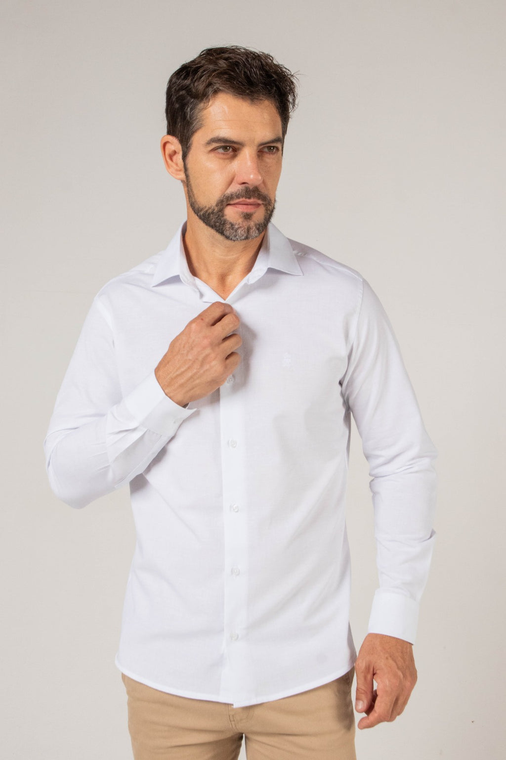 Camisa Linho Misto Manga Longa Branca