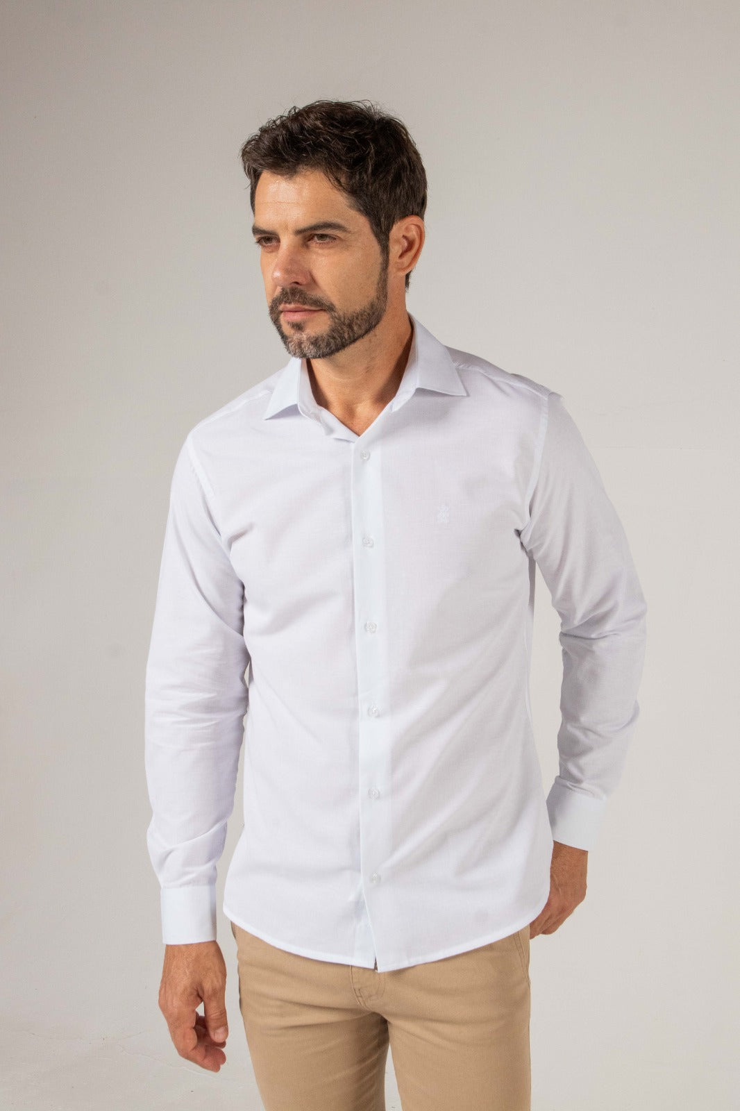 Camisa Linho Misto Manga Longa Branca
