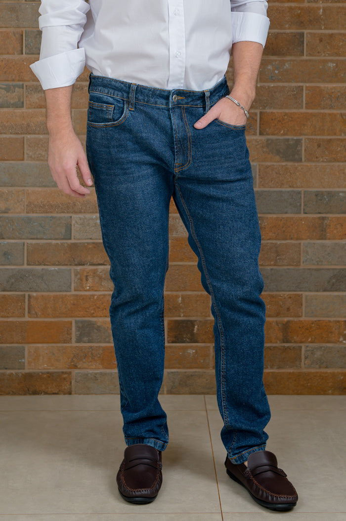 Calça Jeans Slim Masculina Stone Escuro Dark Stretch