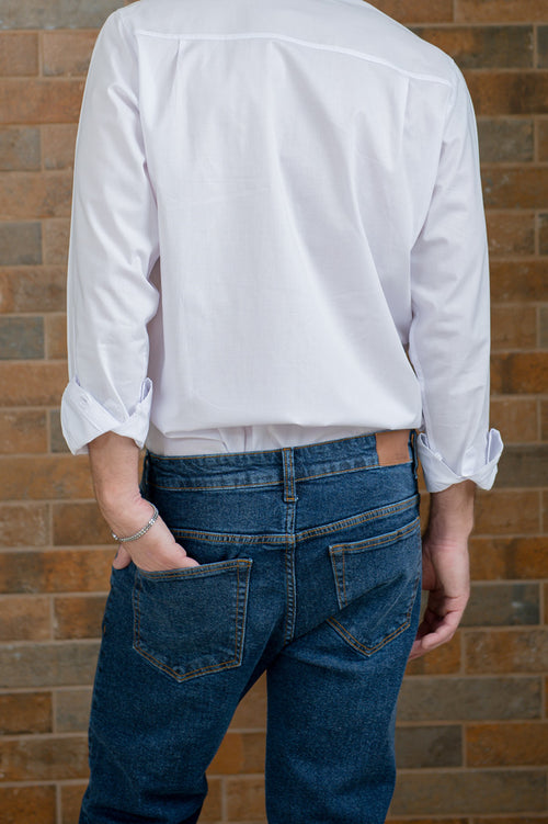 Calça Jeans Slim Masculina Stone Escuro Dark Stretch
