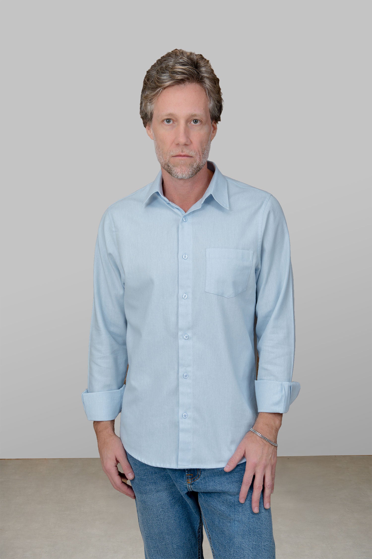 Camisa de Flanela Azul Claro
