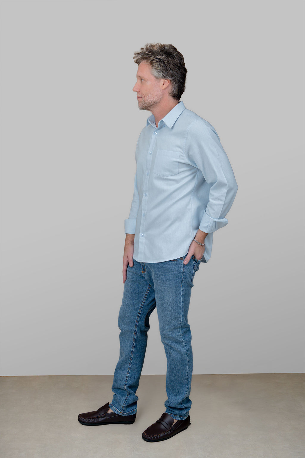 Camisa de Flanela Azul Claro